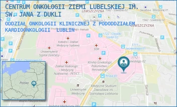 ODDZIAŁ ONKOLOGII KLINICZNEJ Z PODODDZIAŁEM KARDIOONKOLOGII - CENTRUM ONKOLOGII ZIEMI LUBELSKIEJ IM. ŚW. JANA Z DUKLI - DRA KAZIMIERZA JACZEWSKIEGO 7,  LUBLIN