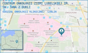 ODDZIAŁ ONKOLOGII KLINICZNEJ - CENTRUM ONKOLOGII ZIEMI LUBELSKIEJ IM. ŚW. JANA Z DUKLI - DRA KAZIMIERZA JACZEWSKIEGO 7,  LUBLIN