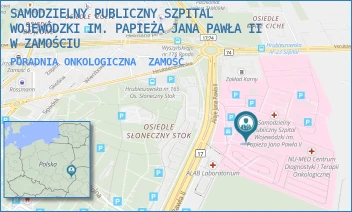 PORADNIA ONKOLOGICZNA - SAMODZIELNY PUBLICZNY SZPITAL WOJEWÓDZKI IM. PAPIEŻA JANA PAWŁA II W ZAMOŚCIU - ALEJE JANA PAWŁA 10,  ZAMOŚĆ