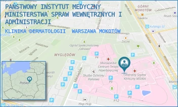KLINIKA DERMATOLOGII - PAŃSTWOWY INSTYTUT MEDYCZNY MINISTERSTWA SPRAW WEWNĘTRZNYCH I ADMINISTRACJI - WOŁOSKA 137,  WARSZAWA MOKOTÓW